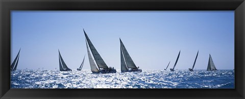 Framed Sailboats racing in the sea, Farr 40&#39;s race during Key West Race Week, Key West Florida, 2000 Print