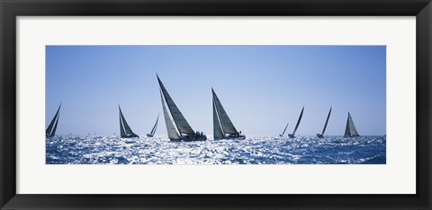 Framed Sailboats racing in the sea, Farr 40&#39;s race during Key West Race Week, Key West Florida, 2000 Print