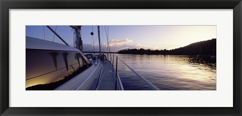 Framed Sailboat in the sea, Kingdom of Tonga,Vava&#39;u Group of Islands, South Pacific (horizontal) Print