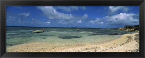 Framed Boats in the sea, North coast of Antigua, Antigua and Barbuda Print