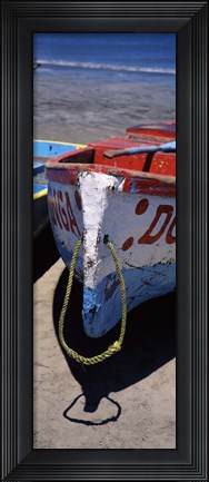Framed Two fishing boats on the beach, Mazatalan, Mexico Print