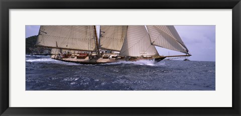 Framed Sailboat in the sea, Schooner, Antigua, Antigua and Barbuda Print