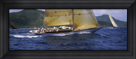 Framed Yacht racing in the sea, Antigua, Antigua and Barbuda Print