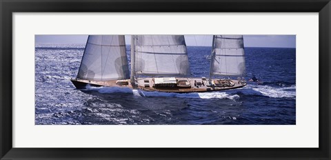 Framed Sailboat in the sea, Antigua (horizontal) Print