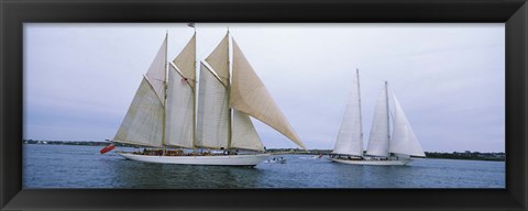 Framed Sailboats in the sea, Narragansett Bay, Newport, Newport County, Rhode Island, USA Print