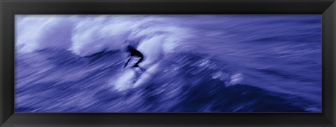 Framed High angle view of a person surfing in the sea, USA Print