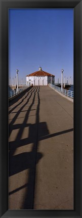Framed Hut on a pier, Manhattan Beach Pier, Manhattan Beach, Los Angeles County, California (vertical) Print