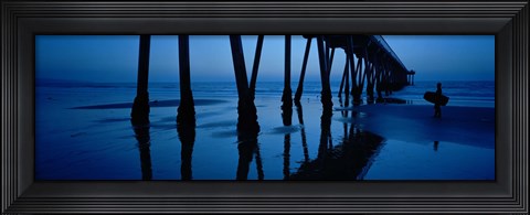 Framed Silhouette of a pier, Hermosa Beach Pier, Hermosa Beach, California, USA Print