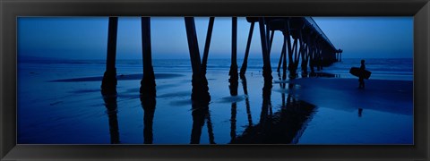 Framed Silhouette of a pier, Hermosa Beach Pier, Hermosa Beach, California, USA Print