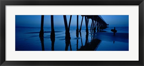 Framed Silhouette of a pier, Hermosa Beach Pier, Hermosa Beach, California, USA Print