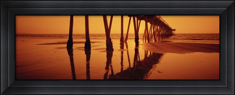 Framed Silhouette of a pier at sunset, Hermosa Beach Pier, Hermosa Beach, California, USA Print