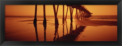 Framed Silhouette of a pier at sunset, Hermosa Beach Pier, Hermosa Beach, California, USA Print