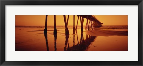 Framed Silhouette of a pier at sunset, Hermosa Beach Pier, Hermosa Beach, California, USA Print