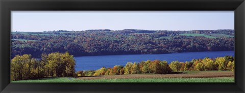 Framed Trees at the lakeside, Owasco Lake, Finger Lakes, New York State, USA Print