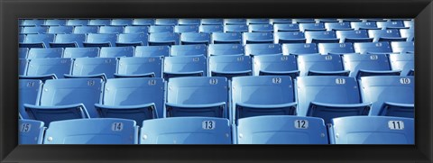 Framed Empty blue seats in a stadium, Soldier Field, Chicago, Illinois, USA Print