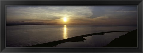 Framed Sunset over the sea, Ebey&#39;s Landing National Historical Reserve, Whidbey Island, Island County, Washington State, USA Print