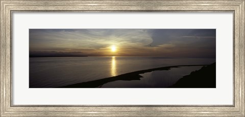 Framed Sunset over the sea, Ebey&#39;s Landing National Historical Reserve, Whidbey Island, Island County, Washington State, USA Print