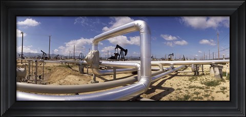 Framed Pipelines on a landscape, Taft, Kern County, California, USA Print