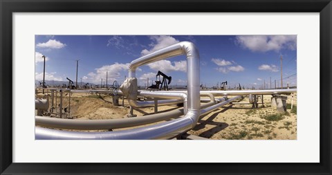 Framed Pipelines on a landscape, Taft, Kern County, California, USA Print