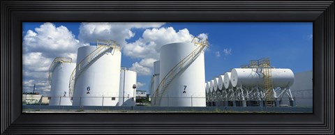 Framed Storage tanks in a factory, Miami, Florida, USA Print