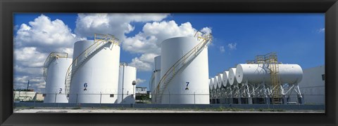 Framed Storage tanks in a factory, Miami, Florida, USA Print