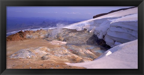 Framed Panoramic view of a geothermal area, Kverkfjoll, Vatnajokull, Iceland Print