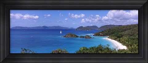 Framed Trees on the coast, Trunk Bay, Virgin Islands National Park, St. John, US Virgin Islands Print
