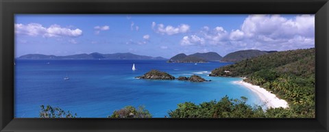 Framed Trees on the coast, Trunk Bay, Virgin Islands National Park, St. John, US Virgin Islands Print