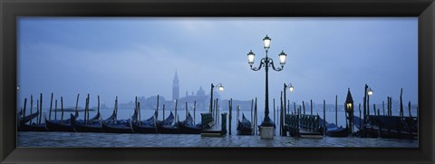 Framed Gondolas in a canal, Grand Canal, St. Mark&#39;s Square, San Giorgio Maggiore, Venice, Veneto, Italy Print