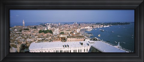 Framed High angle view of a city, Grand Canal, St. Mark&#39;s Campanile, Doges Palace, Venice, Veneto, Italy Print