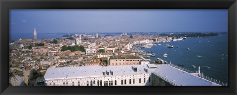 Framed High angle view of a city, Grand Canal, St. Mark&#39;s Campanile, Doges Palace, Venice, Veneto, Italy Print