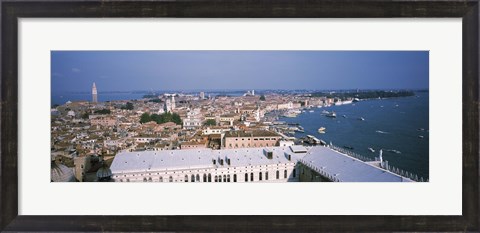 Framed High angle view of a city, Grand Canal, St. Mark&#39;s Campanile, Doges Palace, Venice, Veneto, Italy Print