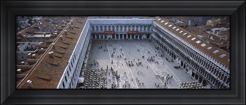 Framed High angle view of a town square, St. Mark&#39;s Square, St Mark&#39;s Campanile, Venice, Veneto, Italy Print
