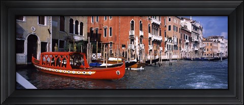 Framed Red Gondola, Grand Canal, Venice, Veneto, Italy Print