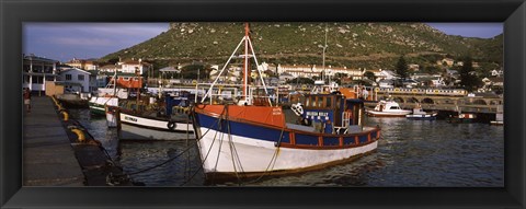 Framed Fishing boats moored at a harbor, Kalk Bay Harbour, Kalk Bay, False Bay, Cape Town, Western Cape Province, South Africa Print