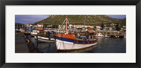 Framed Fishing boats moored at a harbor, Kalk Bay Harbour, Kalk Bay, False Bay, Cape Town, Western Cape Province, South Africa Print