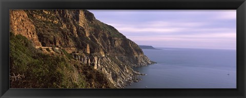 Framed Rock formations on the coast, Mt Chapman&#39;s Peak, Cape Town, Western Cape Province, South Africa Print