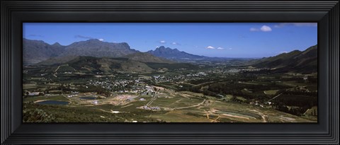 Framed Aerial view of a valley, Franschhoek Valley, Franschhoek, Simonsberg, Western Cape Province, Republic of South Africa Print