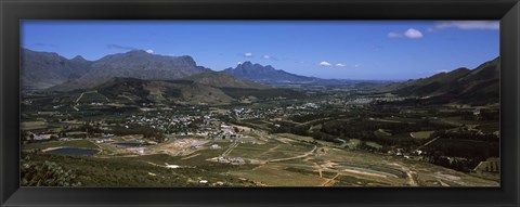 Framed Aerial view of a valley, Franschhoek Valley, Franschhoek, Simonsberg, Western Cape Province, Republic of South Africa Print