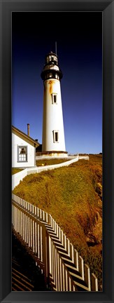 Framed Lighthouse on a cliff, Pigeon Point Lighthouse, California, USA Print