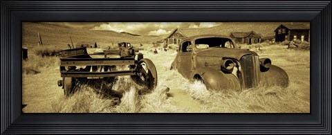 Framed Abandoned car in a ghost town, Bodie Ghost Town, Mono County, California, USA Print