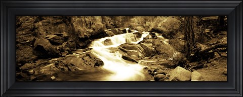 Framed Stream flowing through rocks, Lee Vining Creek, Lee Vining, Mono County, California, USA Print