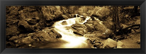 Framed Stream flowing through rocks, Lee Vining Creek, Lee Vining, Mono County, California, USA Print