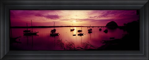 Framed Boats in the sea, Morro Bay, San Luis Obispo County, California, USA Print