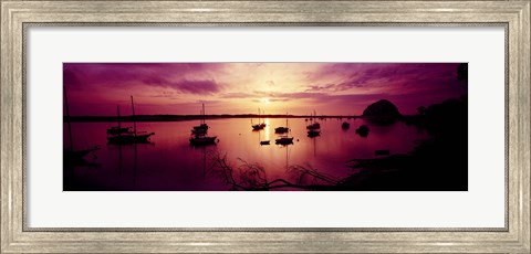 Framed Boats in the sea, Morro Bay, San Luis Obispo County, California, USA Print