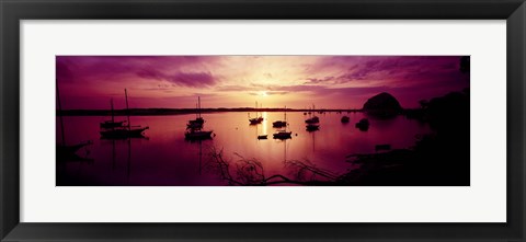 Framed Boats in the sea, Morro Bay, San Luis Obispo County, California, USA Print