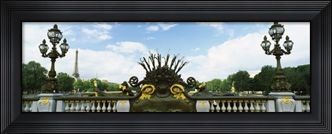Framed Bridge with a tower in the background, Pont Alexandre III, Eiffel Tower, Paris, Ile-de-France, France Print