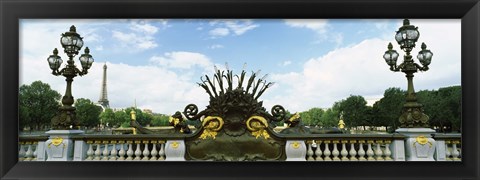 Framed Bridge with a tower in the background, Pont Alexandre III, Eiffel Tower, Paris, Ile-de-France, France Print