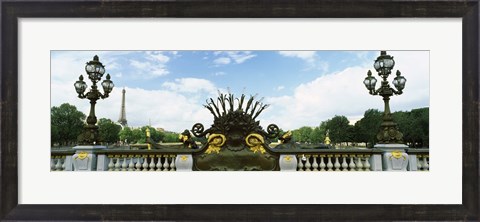 Framed Bridge with a tower in the background, Pont Alexandre III, Eiffel Tower, Paris, Ile-de-France, France Print