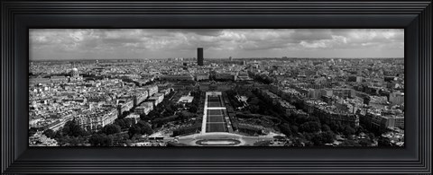 Framed Aerial view of a city, Eiffel Tower, Paris, Ile-de-France, France Print